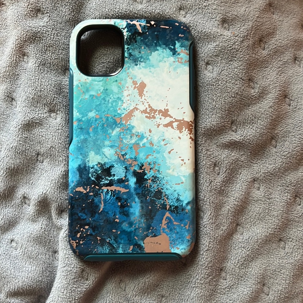 iphone 11 blue and rose gold phone case